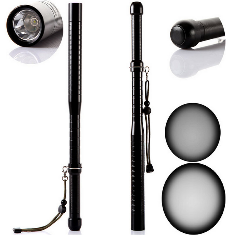 For Powerful led flashlight 18650 Lamp XEP/Q5 Telescopic baton self defense Patrol LED flash light telescopic baton stick torch